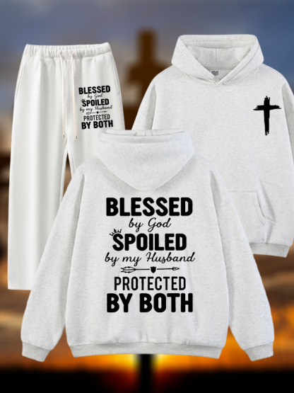 God Bless Jesus God Christian Plush Fleece-Lined Hoodie Set