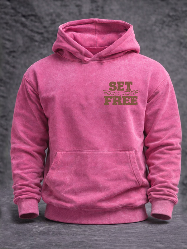 Set Free Jesus God Christian Washed Hoodie