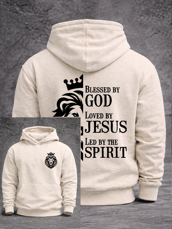 Blessed Loved Led Jesus God Christian Washed Hoodie