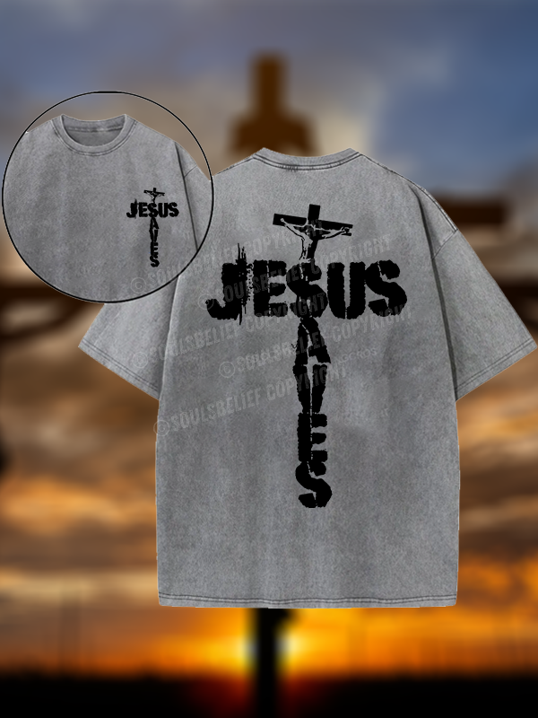 Jesus Saves Christian Washed T-Shirt