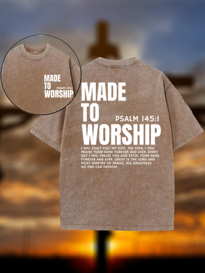 Made To Worship Jesus God Christian Washed T-Shirt