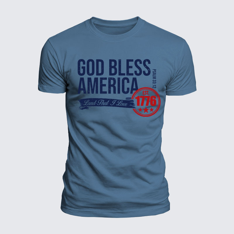 Luxe Mercerized Cotton Tee - God Bless America - Psalm 33:12 