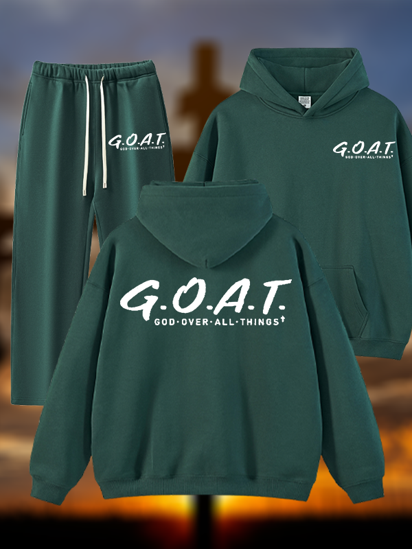 God Over All Things Jesus God Christian Plush Fleece-Lined Hoodie Set