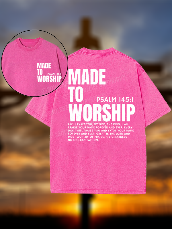 Made To Worship Jesus God Christian Washed T-Shirt
