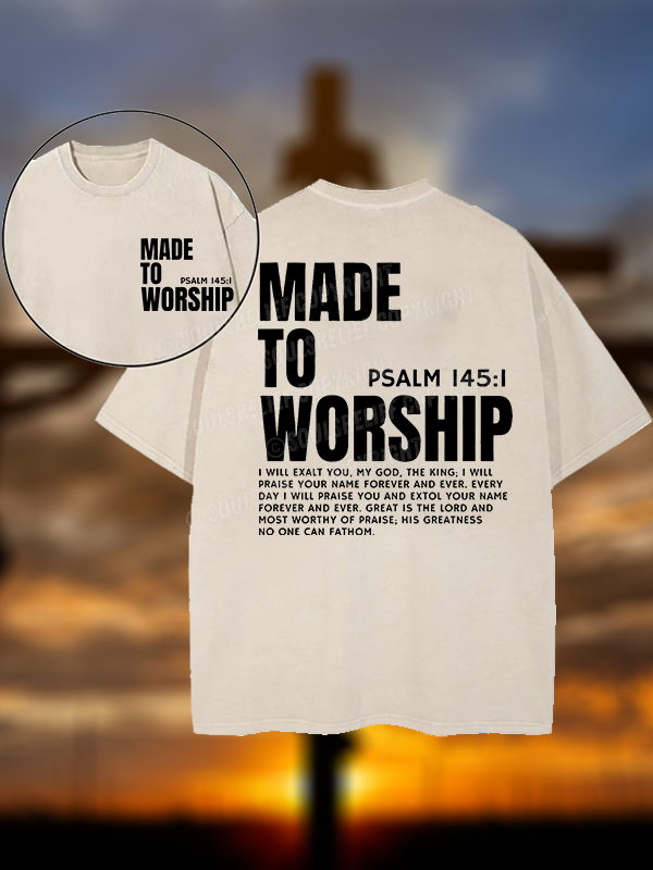 Made To Worship Jesus God Christian Washed T-Shirt