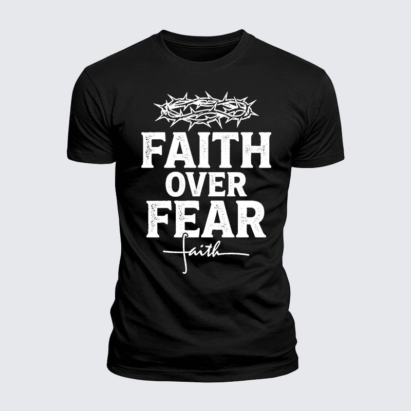 Faith Over Fear Jesus God Christian  – Luxe Mercerized Interlock Cotton Tee