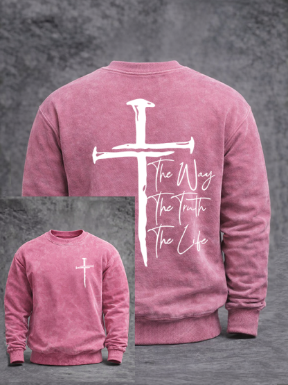 Jesus The Way The Truth The Life Jesus God Christian Washed Sweatshirt
