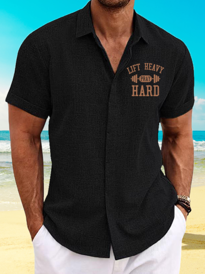 Lift Heavy Pray Hard Jesus God Christian Short Sleeve Shirt