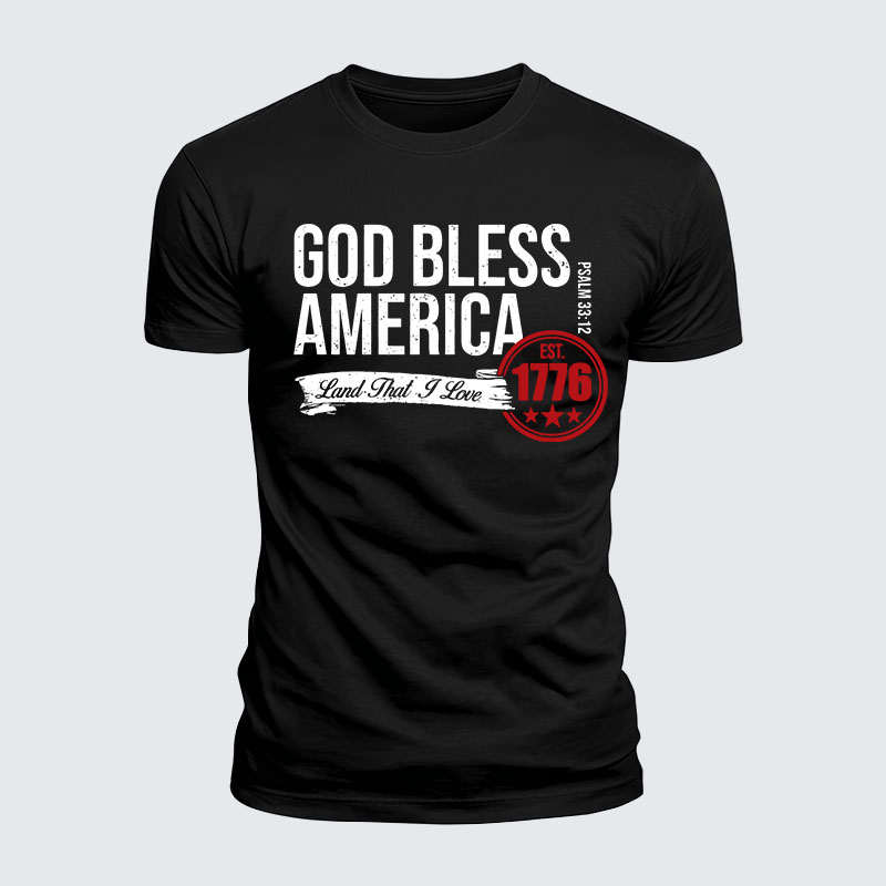 Luxe Mercerized Cotton Tee - God Bless America - Psalm 33:12 