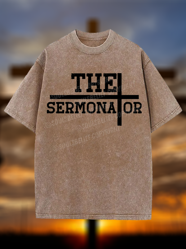 The Sermonator Christian Washed T-Shirt