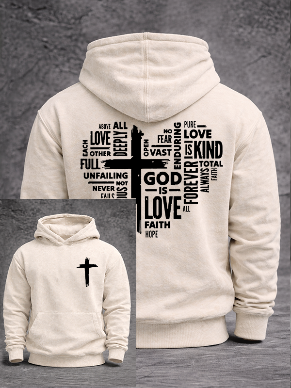 God is Love Jesus God Christian Washed Hoodie
