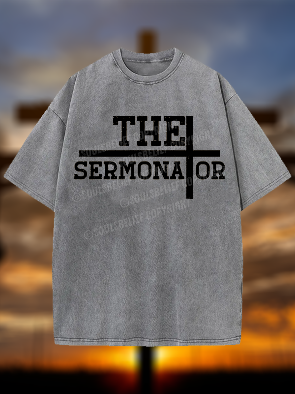 The Sermonator Christian Washed T-Shirt