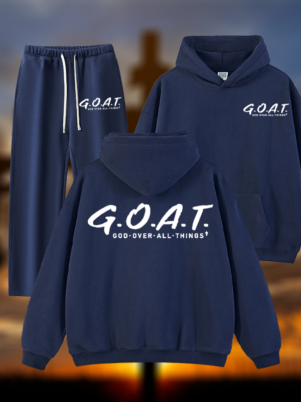 God Over All Things Jesus God Christian Plush Fleece-Lined Hoodie Set