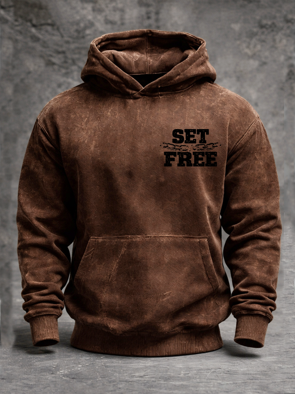 Set Free Jesus God Christian Washed Hoodie