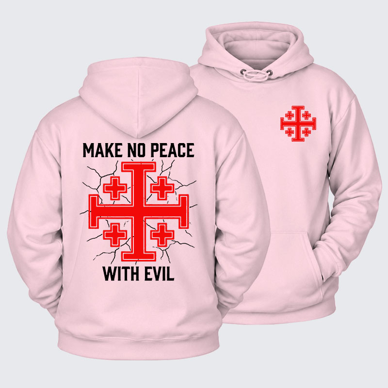 [Copy]Plush Fleece-Lined Hoodie - Make No Peace with Evil Knight Templar Jerusalem Cross
