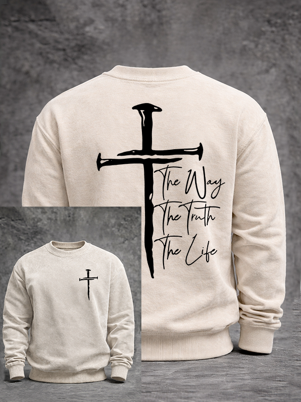 Jesus The Way The Truth The Life Jesus God Christian Washed Sweatshirt