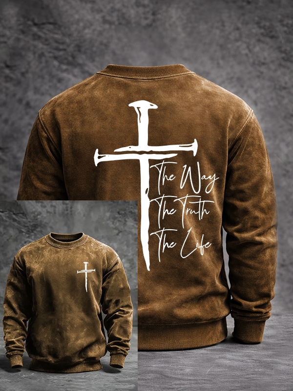 Jesus The Way The Truth The Life Jesus God Christian Washed Sweatshirt