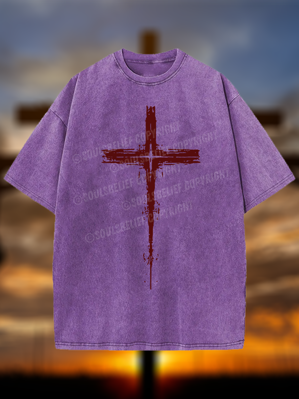 Light of Cross Jesus God Christian Washed T-Shirt