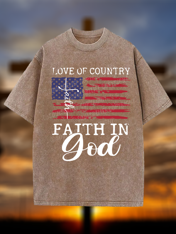 Faith In God Christian Washed T-Shirt