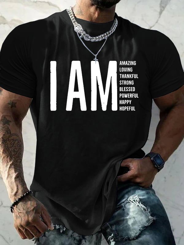 Man Of God Husband Dad Jesus God Christian Cotton T-Shirt