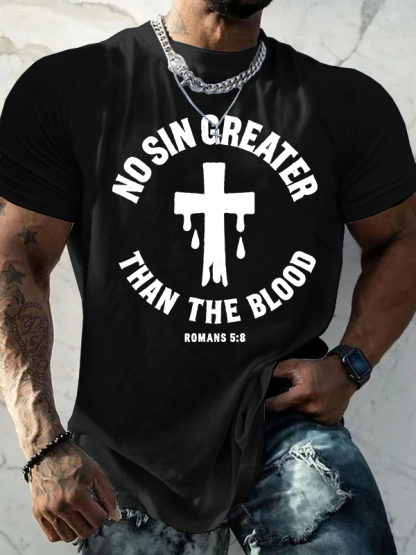 No Sin Greater Than The Blood Jesus God Christian Cotton T-Shirt