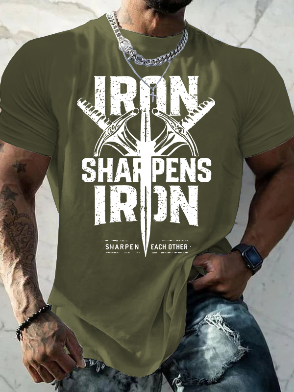 Iron Sharpens Iron Jesus God Christian Cotton T-Shirt