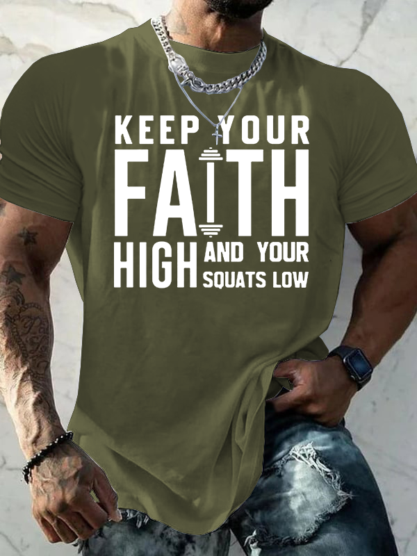 Keep Your Faith High Jesus God Christian Cotton T-Shirt