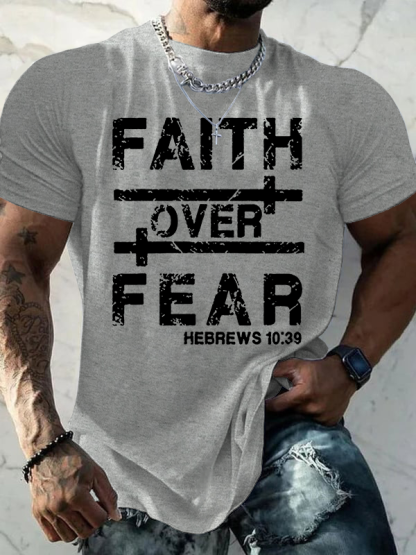 Faith Over Fear  Jesus God Christian Cotton T-Shirt