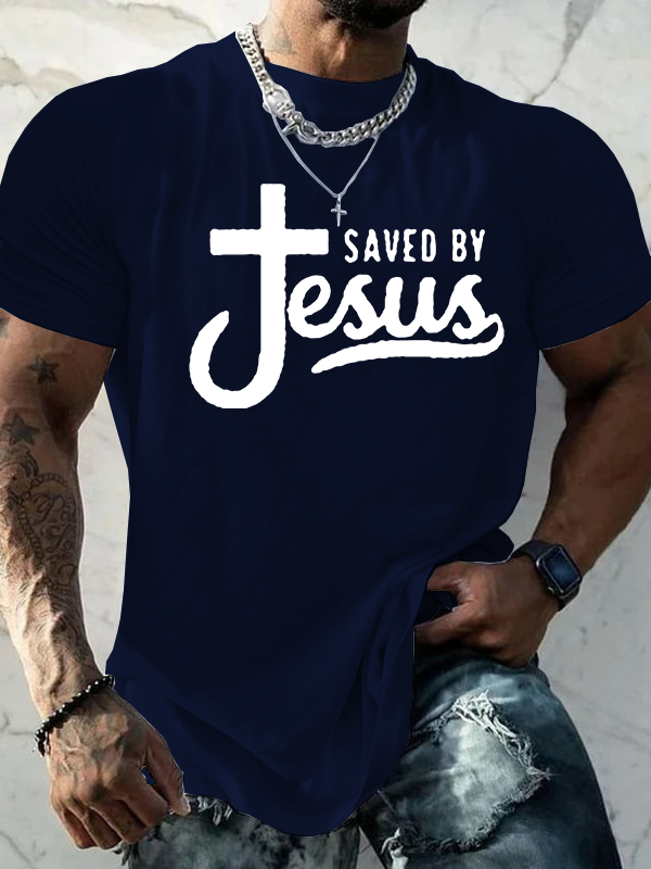 Saved By Jesus Jesus God Christian Cotton T-Shirt