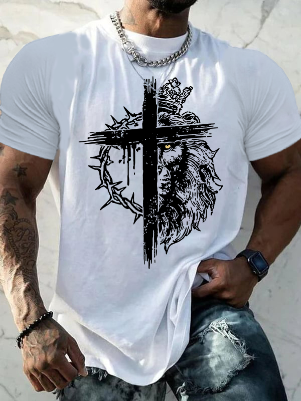 Lion of Judah Jesus God Christian Cotton T-Shirt