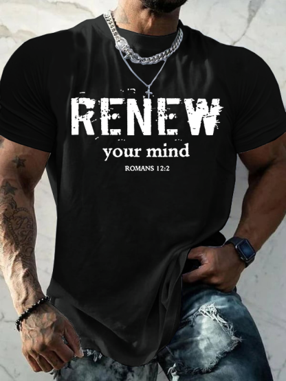 Renew Your Mind Jesus God Christian Cotton T-Shirt