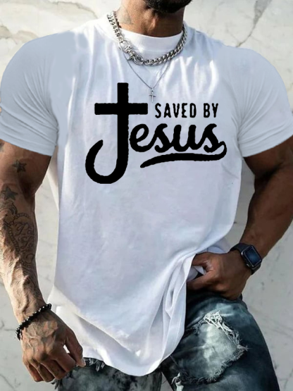 Saved By Jesus Jesus God Christian Cotton T-Shirt