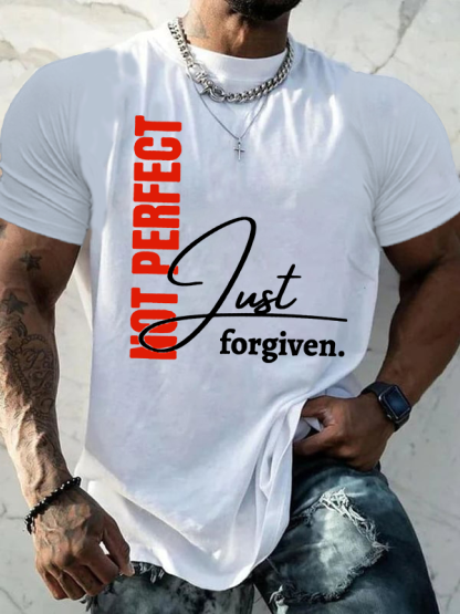 Not Perfect Just Forgiven  Jesus God Christian Cotton T-Shirt