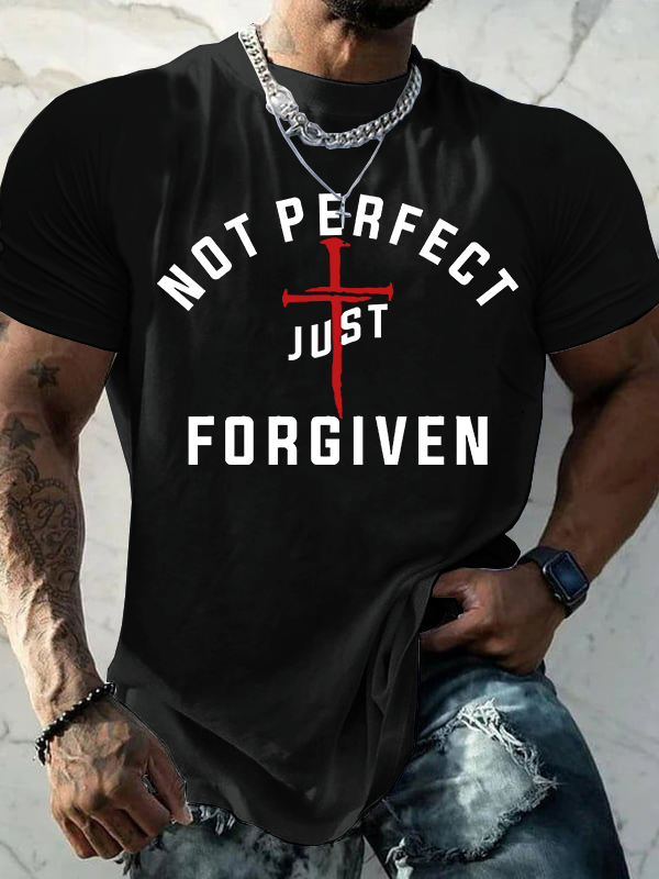 Not Perfect Just Forgiven Jesus God Christian Cotton T-Shirt