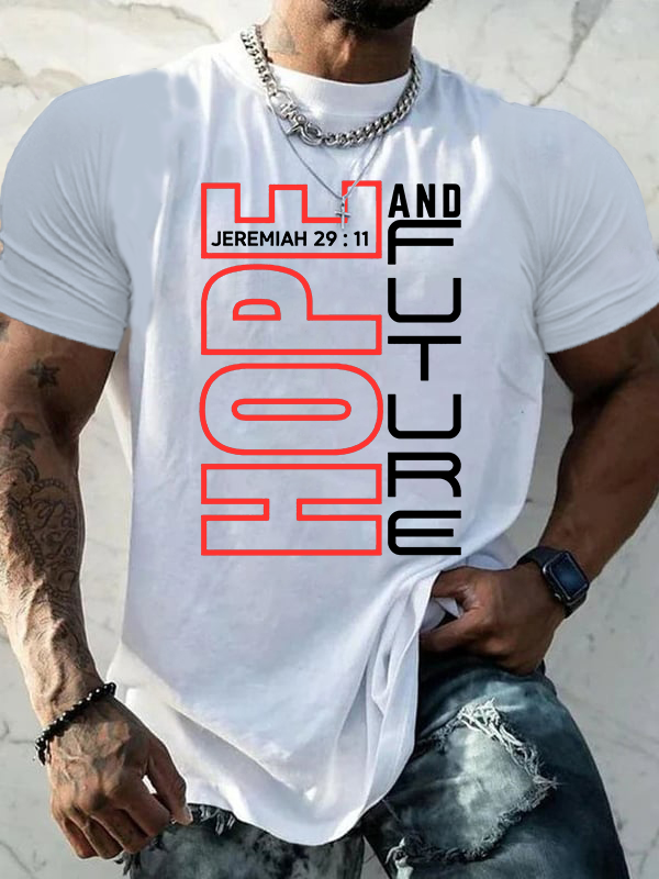 Hope and Future Jeremiah 29:11 Jesus God Christian Cotton T-Shirt