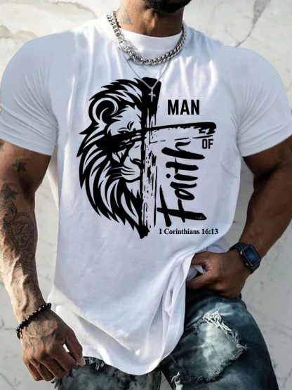 Man Of Faith Jesus God Christian Cotton T-Shirt