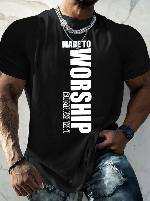 Made to Worship  Jesus God Christian Cotton T-Shirt