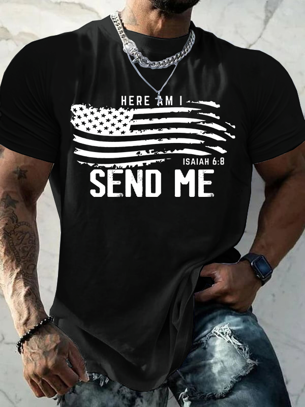 Here Am I Send Me Jesus God Christian Cotton T-Shirt