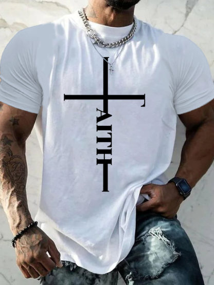 Faith Cross Jesus God Christian Cotton T-Shirt