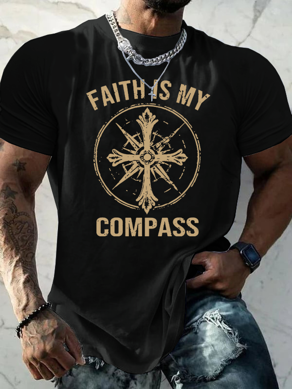Faith Is My Compass Jesus God Christian Cotton T-Shirt