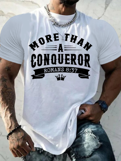 More Than a Conqueror Jesus God Christian Cotton T-Shirt
