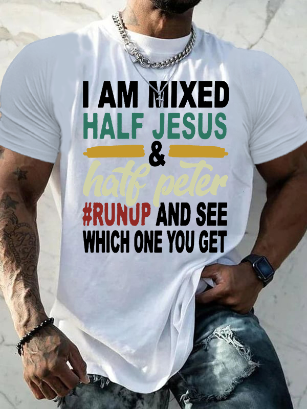 Man Of God Husband Dad Jesus God Christian Cotton T-Shirt