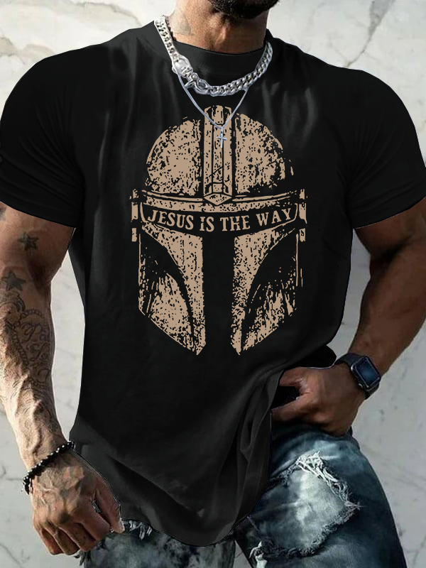 Man Of God Husband Dad Jesus God Christian Cotton T-Shirt