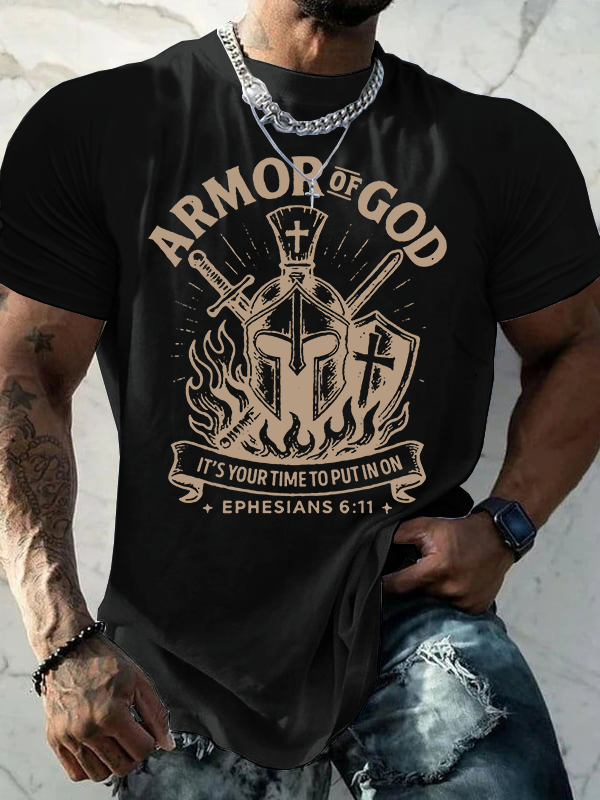 Man Of God Husband Dad Jesus God Christian Cotton T-Shirt