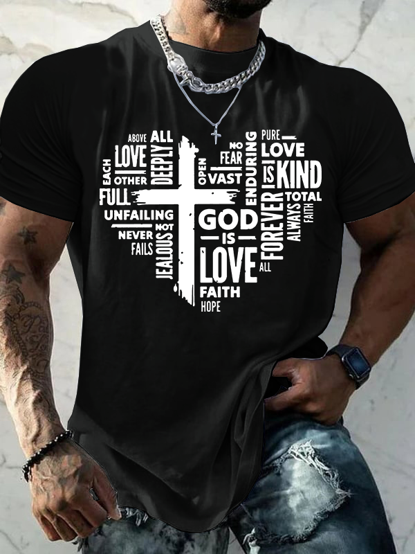 Man Of God Husband Dad Jesus God Christian Cotton T-Shirt
