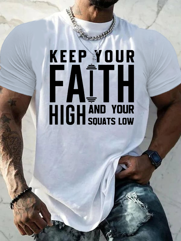 Keep Your Faith High Jesus God Christian Cotton T-Shirt