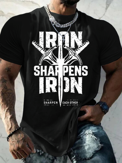 Iron Sharpens Iron Jesus God Christian Cotton T-Shirt