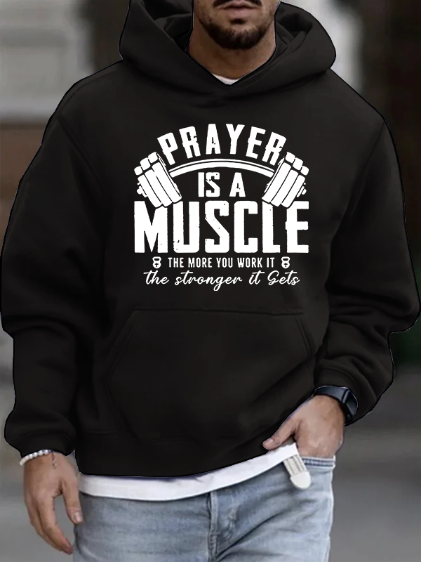 Prayer Is A Muscle Cross Christian Cotton Hoodie