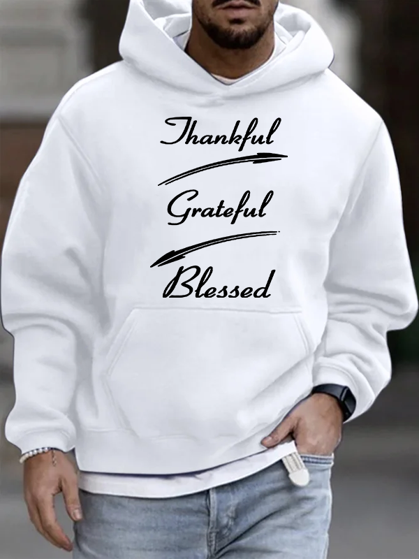 Thankful Grateful Blessed Christian Cotton Hoodie