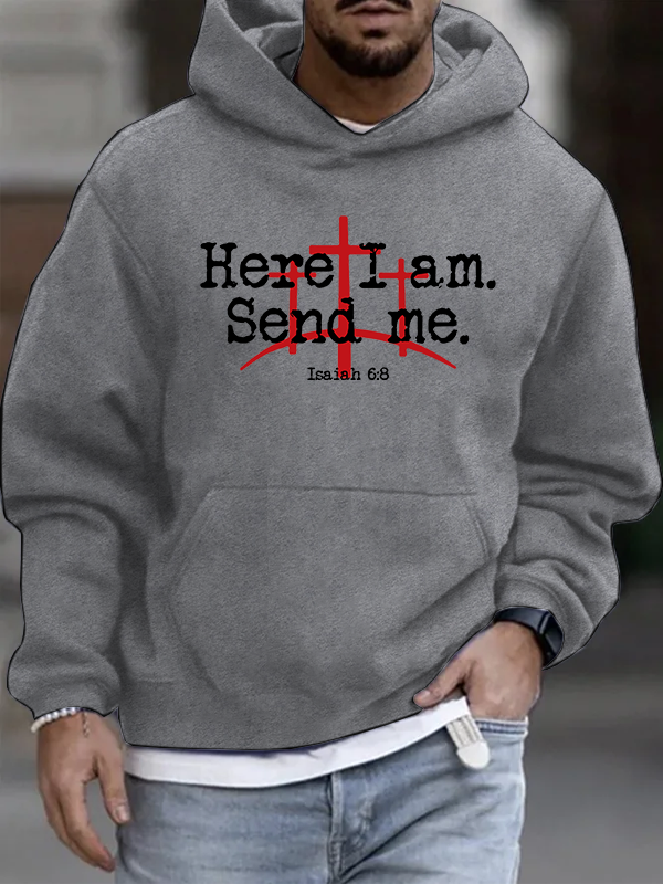 Here I Am Send Me - Bible Verse Isaiah 6:8 Christian Cotton Hoodie